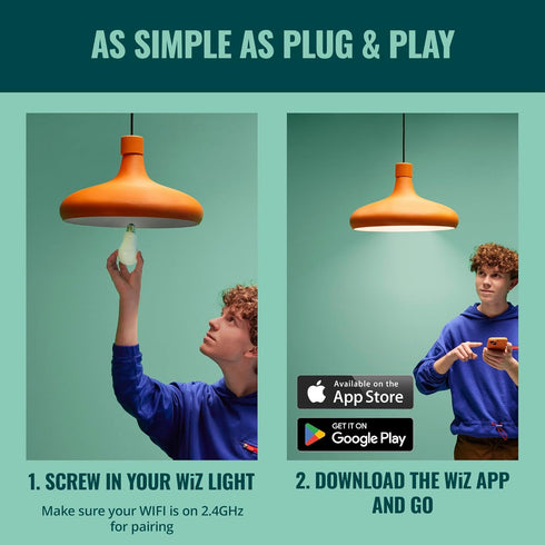 60W ST19 Bulbs E26 Bulb 1 Pack WiZ Connected Tunable White Filament LED Smart Light - Connects to Your Wi-Fi - Smart