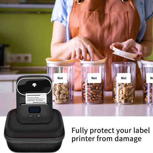 Case for Phomemo M110 Label Maker - Portable Mini Bluetooth Thermal Label Maker Storage Bag for Printer Labels, Black