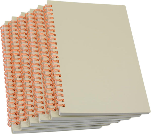 Yansanido Spiral Notebook, 6 Pcs, A5 White Thick Plastic Hardcover, 7mm College Ruled, 80 Sheets, 6 White A5