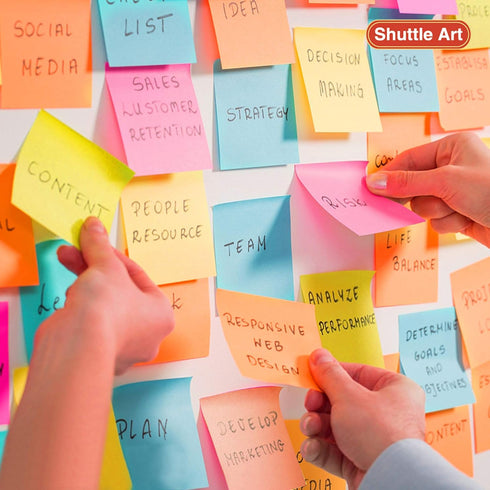 Shuttle Art Sticky Notes, 9 Pads, 630 Sheets Total, 3x3 Inches, 9 Bright Colors Self-Stick Pads