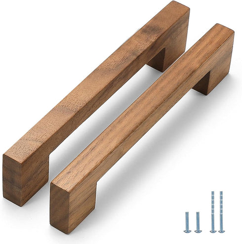 Walnut Square 5 in 2 pcs Wooden Drawer Pulls Handle pulls for