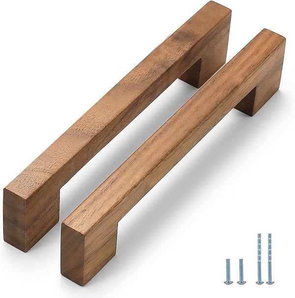 Walnut Square 5 in 2 pcs Wooden Drawer Pulls Handle pulls for