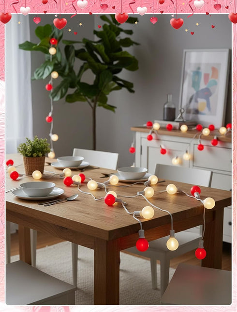 Xingzd G40 25Ft Bulbs, LED Valentines Day String Lights, Valentines Decorations Lights Outdoor with Frosted Red White