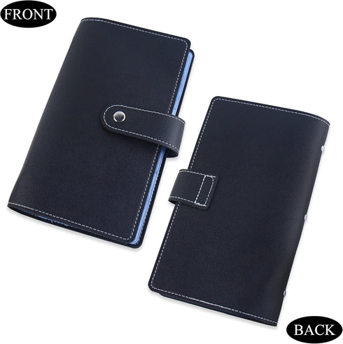 lizimandu Business Card Holder Book - PU Leather Organization Binder for Men & Women, Holds Up to 96 Cards (1-Black)