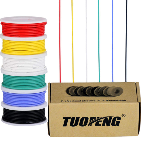 TUOFENG 22awg Wire Flexible Silicone Wire,22 Gauge Tinned Copper Wires Silicone Rubber