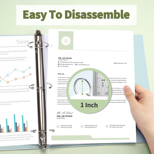 SUNEE 1 Inch 3 Ring Binder, Clear View, PVC-Free, Fits 8.5x11 Inches, Aesthetic, 4 Pack for School or Office