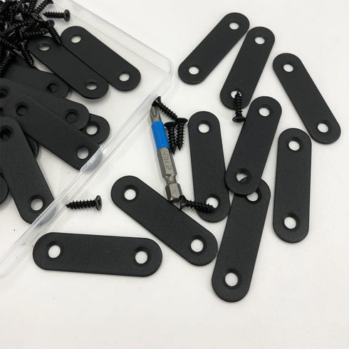 QSJ 24 Pcs Black Straight Bracket Mending Plate, 56mm / 2.2" with Screws and Screwdriver