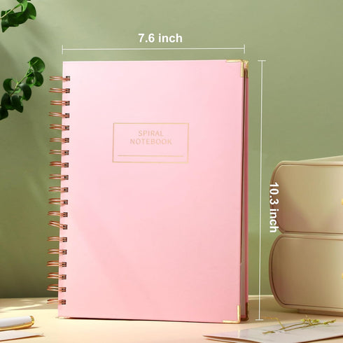 Hardcover Spiral Notebook with Tabs, 7"x10" Large Spiral Lined Journals for Women, 240 Pages College Ruled, 5 Subject,