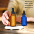 Glass Dropper Bottles, 2 oz Amber and Blue Bottles for Essential Oils with Funnel, Labels & Pipette, 2 Pack