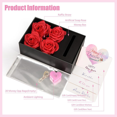 YINGHECX Money Box for Cash Gift Pull, Money Gift Boxes for Cash on Birthday, Christmas, Graduation, Mother's Day