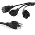 1 3 1.5FT 3 Light,16/3 SJT,Black,1pack oviitech to Power Cord Splitter Cable, Indoor Prong Power Strip for Halloween