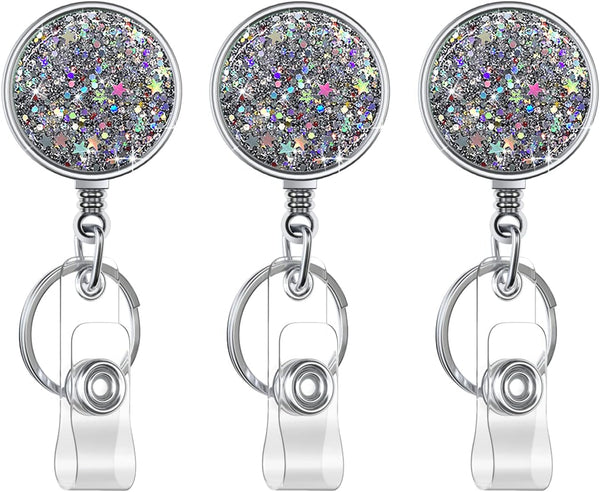 Boutilon Retractable Badge Holder - Lightweight Plastic Badge Reel Card Holder with Key Ring Backing for Nurse,