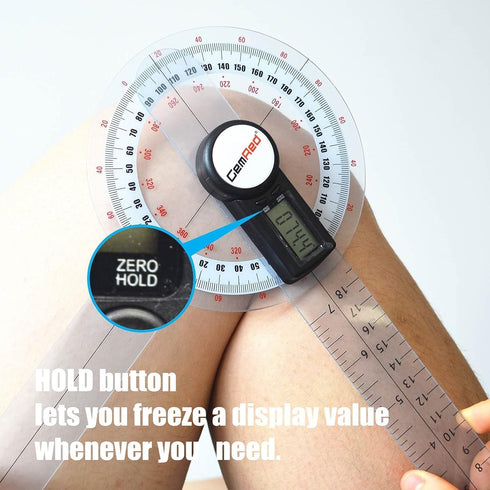 GemRed 12" Digital Goniometer, 360 Degree Physical Therapy Plastic Protractor for Joint Range of Motion