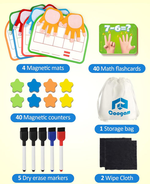 Counting 1st 2nd 3rd Coogam Montessori Math Manipulatives Number Block, Magnetic Ten Frame Addition Subtraction