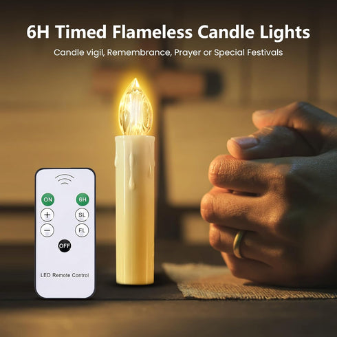 JOSU Flameless Candles Birthday Decor, 12PCS LED Flickering Lights Battery Operated with Remote Timer, Warm White for