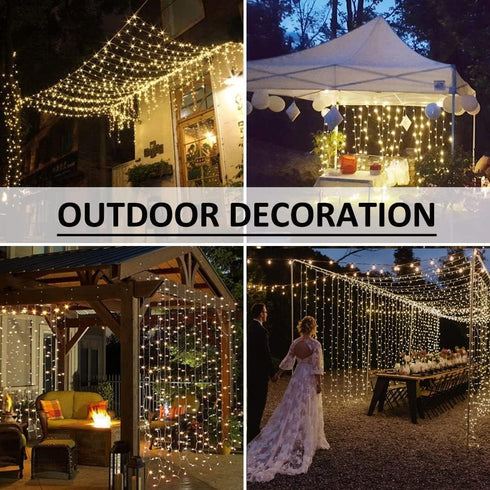 20ft x10ft, 600 Solhice LED Curtain Lights Outdoor LED Plug in Hanging String Lights Indoor Bedroom, Twinkle Light