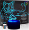 Comiwe Cat (A) 3D Illusion Night Light Toys,16 Colors Change Smart Touch &