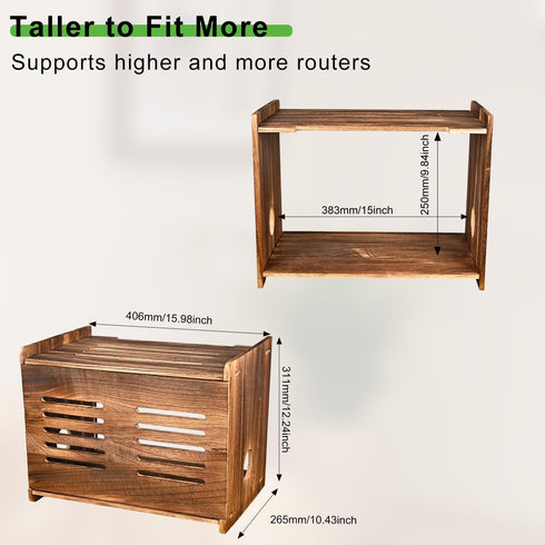 Large Wooden Router Box Hider, Wifi Router Cable Storage Box, Decorative Modem Shelf Hider Cover for Home Power Strip