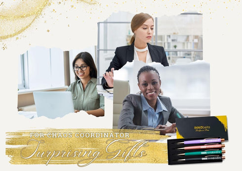InnoBeta Chaos Coordinator Gifts - Ballpoint Pen Set of 4, Funny Inspirational Pens for Office Thank You Gifts