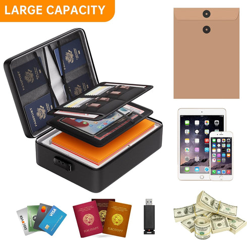 DocSafe 5200°F Document Organizer with Lock, Fireproof & Waterproof Box, 8 Layers for Important Documents