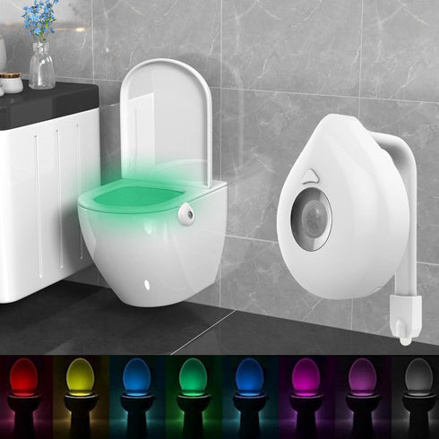 Generic LED Toilet Light Motion Activated Lamp, Color Shifting Strip | Battery Powered Night Fixture, Smart Restroom