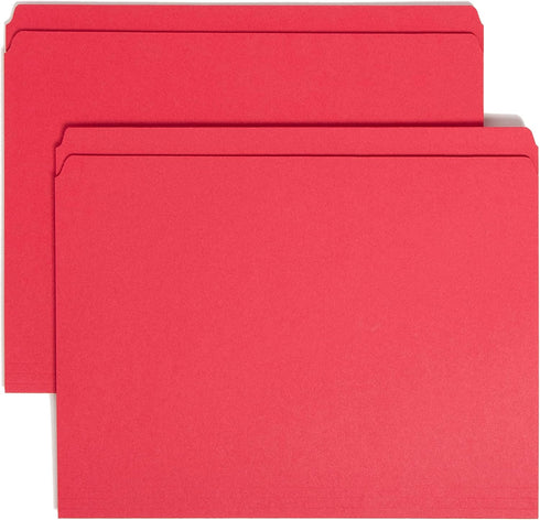 Smead File Folder - Reinforced Straight-Cut Tab, Letter Size, Red, 100 per Box (12710)