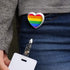 Rainbow Pride Gay Lesbian Heart Lanyard, Retractable Reel Badge ID Card Holder - White
