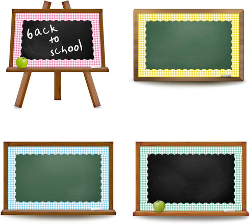 Whaline 164ft Buffalo Plaid Bulletin Board Borders, 5 Rolls Spring Easter Die-Cut Trim for Classroom