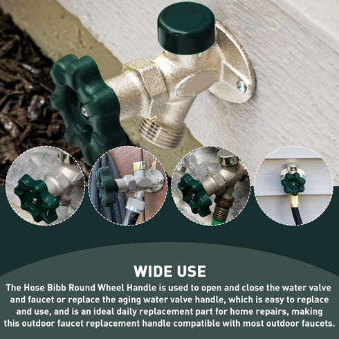 10006, 10006 (0.26'' Outdoor Faucet Water Spigot Handle, Hose Bib Round Wheel Handle Replacement Compatible with Danco
