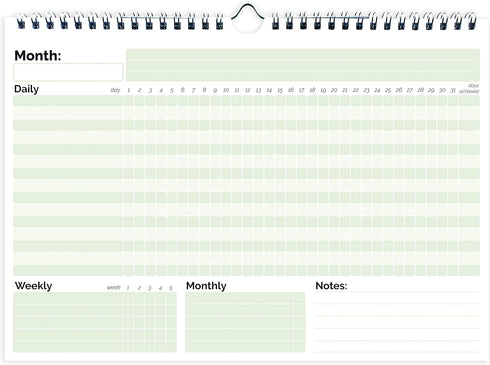 HADIGU Habit Tracker Calendar, Undated 12 Month with Spiral Bound and Hanger, A4 size (8.3"x11.7")