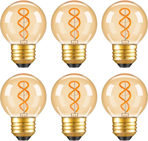 Dimmable E26 Vintage Amber LED G16.5 Light Bulb 25W Equal 3W Short