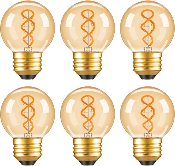 Dimmable E26 Vintage Amber LED G16.5 Light Bulb 25W Equal 3W Short