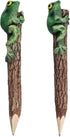 Frog Pencil Wooden Hand Carved Animal Cute Amphibians Creative Stationery Rustic Wood Pencils School and Office Supplies Unique Handmade Fun Pencil Gift for Kids, Set of 2 Pieces by ablossom