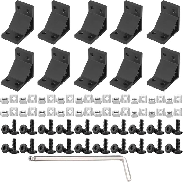 10Set 2040 Corner Bracket Connector for 2040 Aluminum Extrusion Accessories, Black