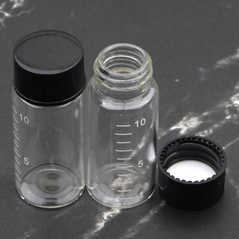 50pcs Clear Glass Vials with Black Screw Caps, 10ml Empty Bottles for Essential Oil