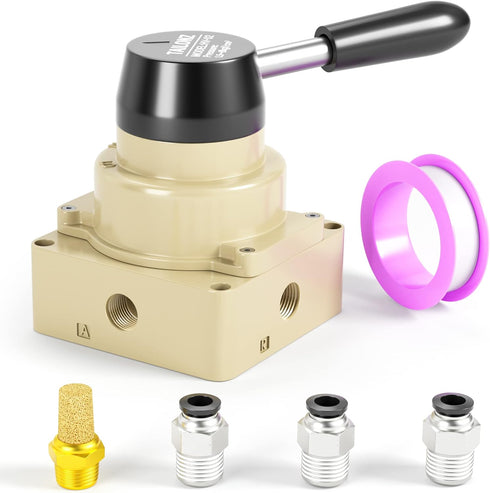 TAILONZ PNEUMATIC Rotary Lever Hand Valve HV-02 1/4”NPT Air Flow Control 3 Position