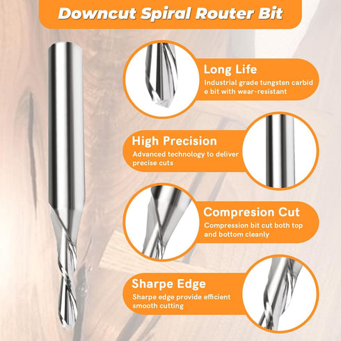 71333 1/4 1/8" 1/4" Router Bits Solid Brass Inlay Kit for Templates for High RPM Routing, Includes Carbide Router