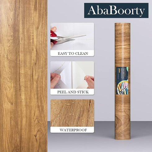 Wood Contact Paper, Waterproof Self Adhesive Wood Wallpaper for Countertop, Desk, Table Top Sticker Cover