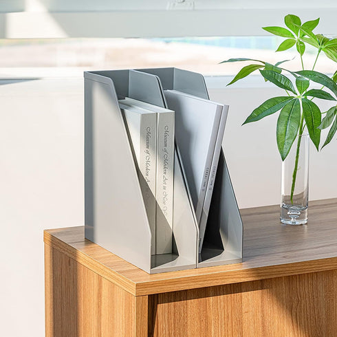 carrotez Open Front Magazine File Holder, Plastic Vertical File Organizers for Desk, Office Organization Essentials,