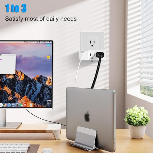Grounded Adapter 3-Prong to 2-Prong Triple Outlet Converter, UL Listed 3 Pin to 2 Pin Plug Extender with 3 AC Outlets