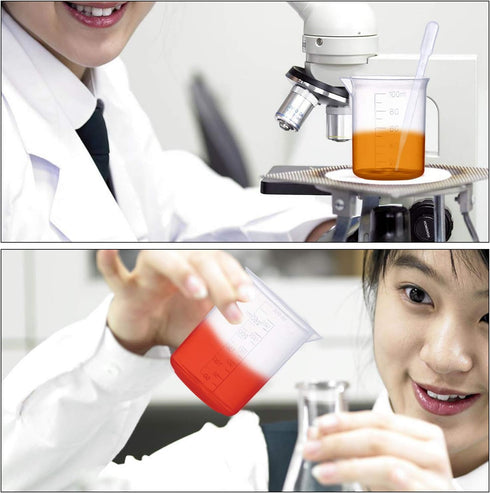 Plastic Beaker Set, 5 Sizes Low Form Graduated Polypropylene Beakers for Laboratory & Science