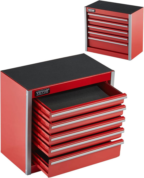 VEVOR Metal Tool Box, 8.6-inch, Portable Metal Tool Box with 5 Drawers,