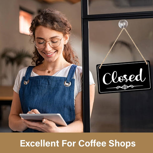 CARGEN Open Signs - Double Sided Open Closed Sign with Rope, Business Hours Hanging for Walls Window Shop Bar Hotel