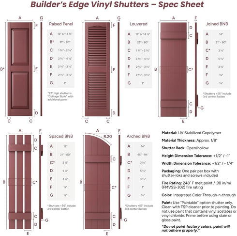 Ekena Millwork 3" 027 (8/Bag) Painted Screws for Builders Edge Vinyl Shutters, - Burgundy Red