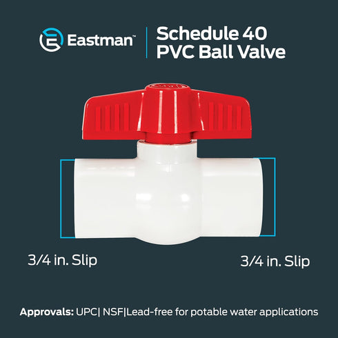3/4 3/4 Inch 40 150 20113 Eastman x Slip Schedule PVC Quarter Turn Ball Valve, PSI