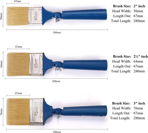 Multi Angle Adjustable Masonry Paint Brush - Stain Brushes for Fence & Wall Painting (3 Pack)