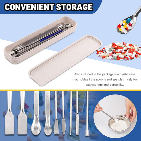Glarks 17Pcs Micro Lab Spoon Kits, Tiny Mixing Spatula, Long Sampling Spoon for Powders, Gel Cap Capsule Filler