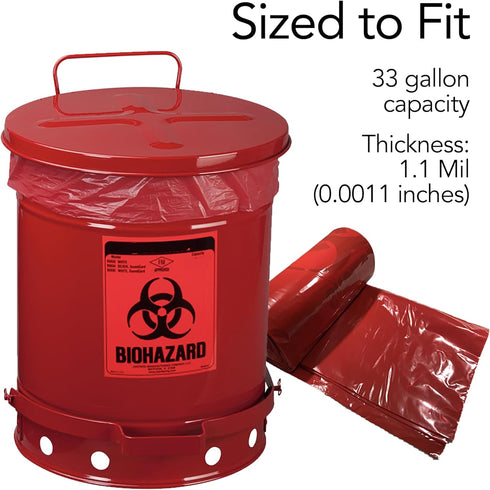 33 29" 43" 1.1 0.0011 Inch, 20 RESILIA Biohazard Bags - Hazardous Waste Disposal, Meets DOT ASTM Standards for Hospital
