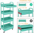 Calmootey 4-Tier Rolling Utility Cart with Drawer, Multifunctional Storage Organizer with Plastic Shelf & Metal Wheel,
