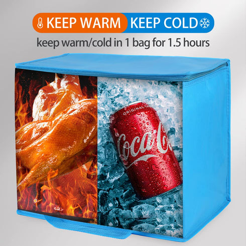 4-Pack Frozen Bodaon Insulated Reusable Grocery Shopping Bag, X-Large Food Cold, Cooler Bags, Insulated Food Delivery